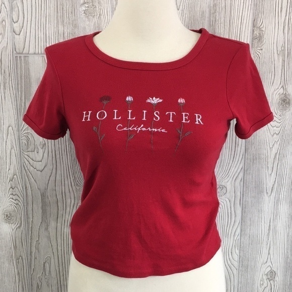 HOLLISTER California Red Flowers Tee size Small - Picture 1 of 7